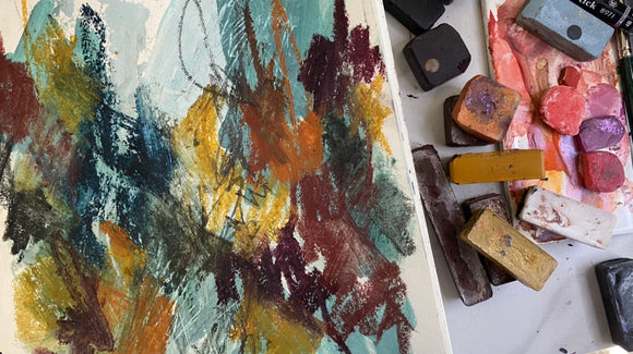 {VIDEO} abstract mixed media painting with #tracibautistaCOLOR PIGMENT BARS