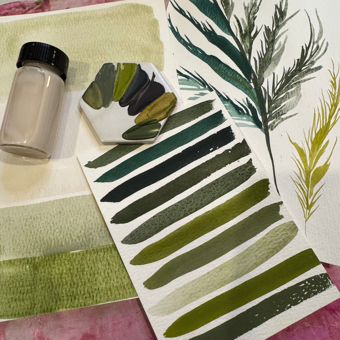 #tracibautistaCOLOR LUMINOUS WINTER botanicals handcrafted watercolors mini collection {travel swatch tile 2-set}