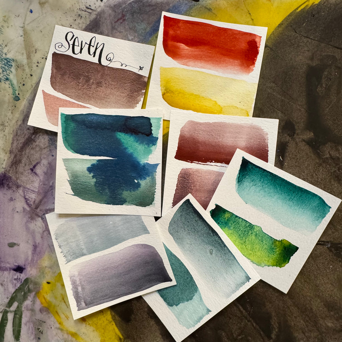 #tracibautistaCOLOR ~ SEVEN collection multi-color watercolor XL swatch tile